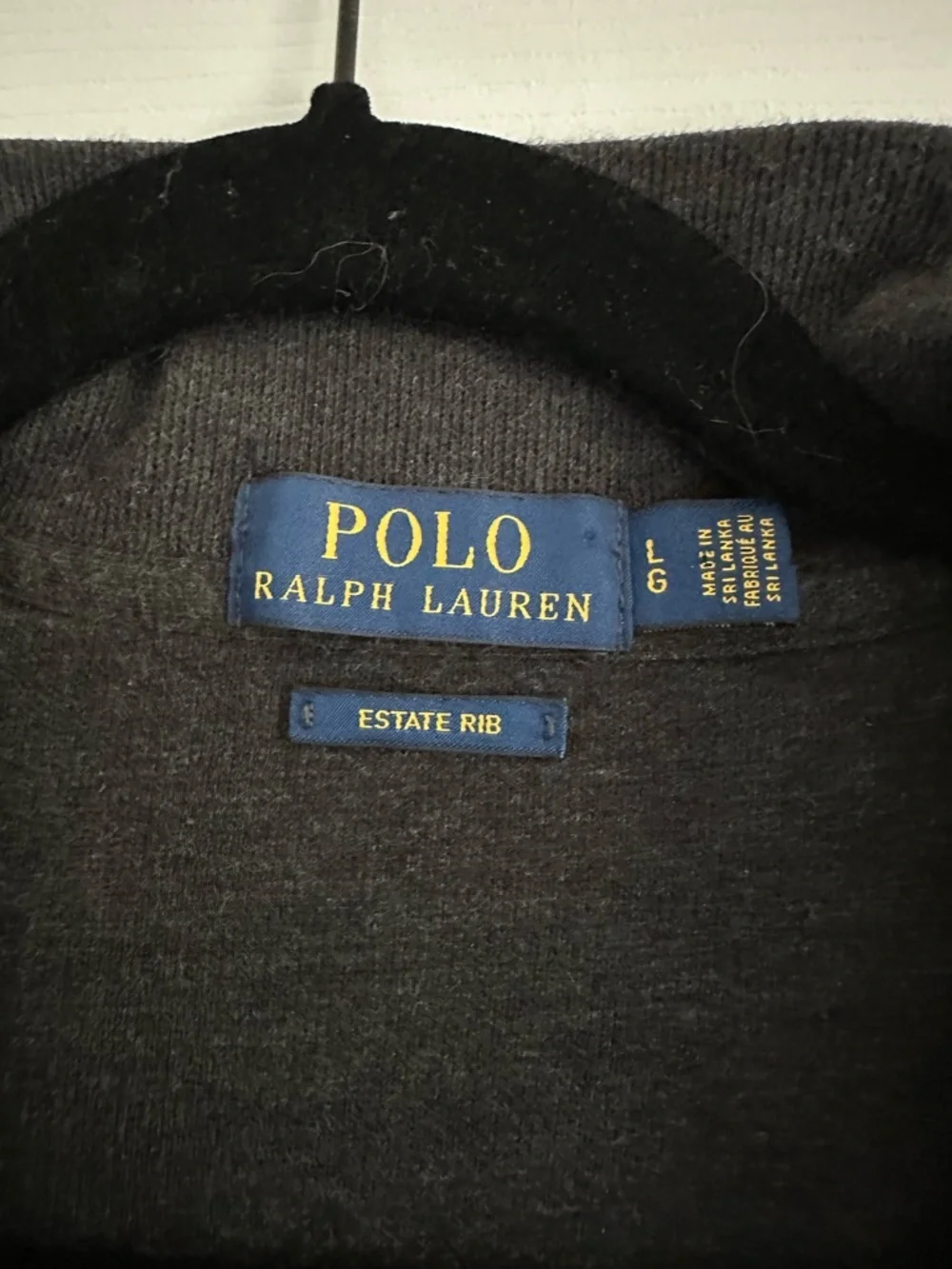 Size L Polo Ralph Lauren Men’s Estate Rib Half Zip Sweater Charcoal Grey - Picture 5 of 6